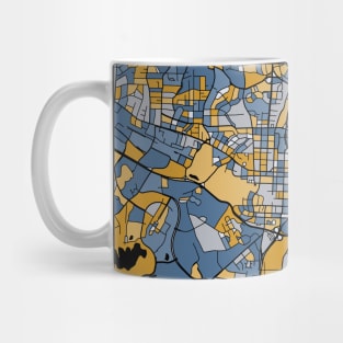 Raleigh Map Pattern in Blue & Gold Mug